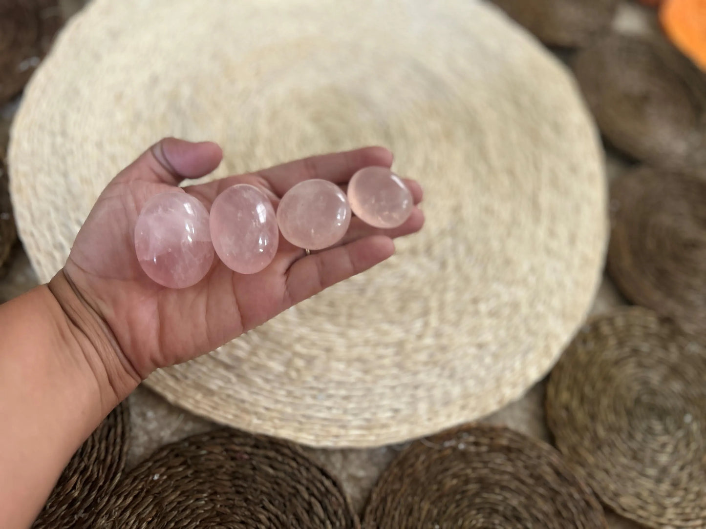 Madagascar Rose Quartz - Small Palm Stone