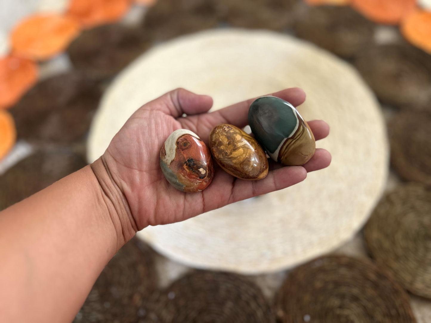 Polychrome Jasper Palm Stone