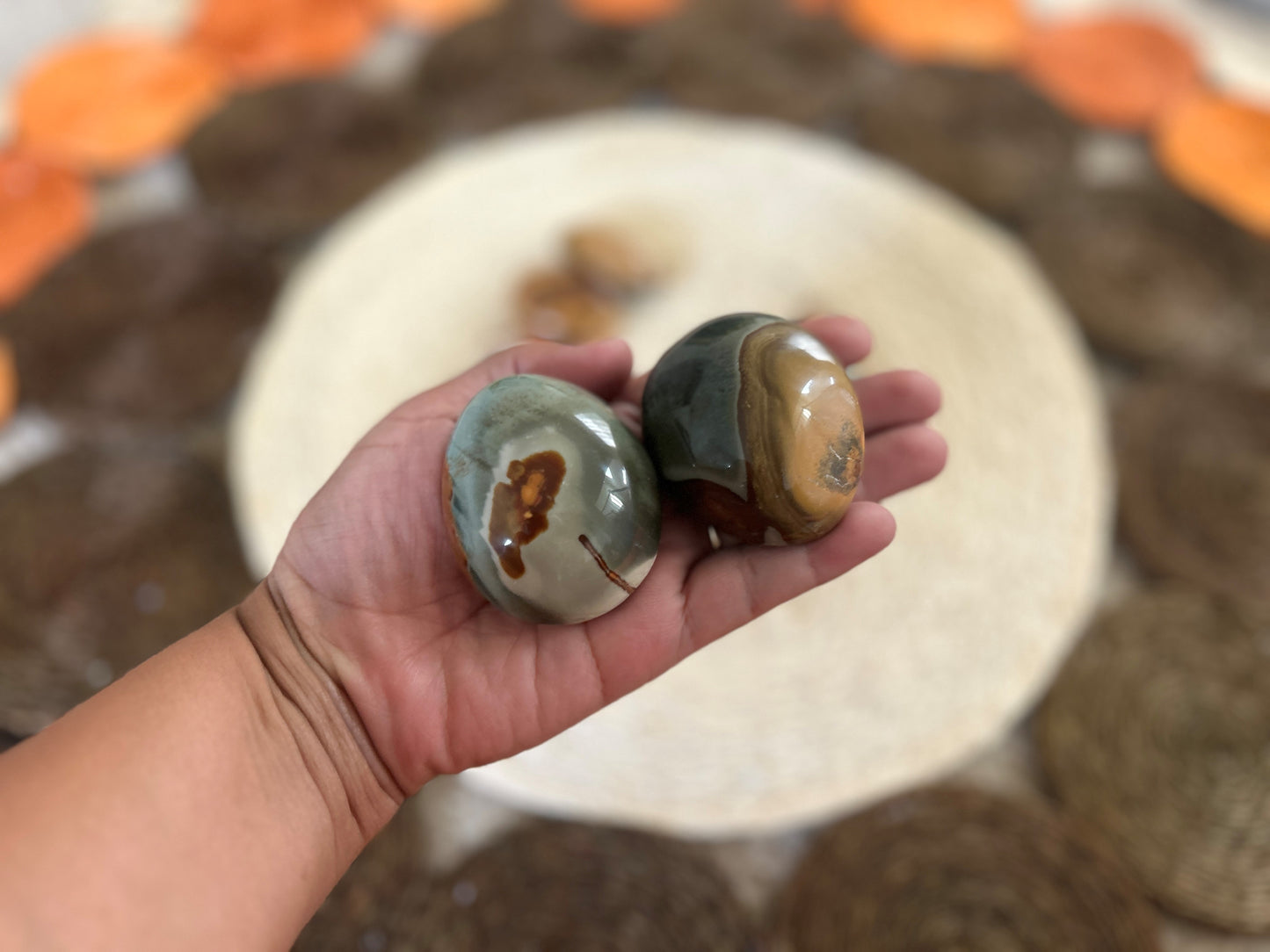 Polychrome Jasper Palm Stone